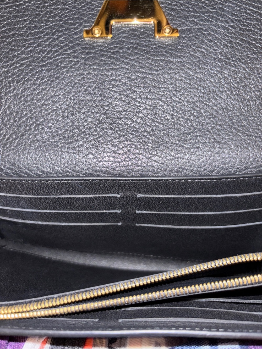 Louis Vuitton Black Leather Continental Wallet with Gold Accents - Picture 5 of 9